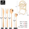 Servis uppsättningar 24st Gold Set Cuterly Kitchen Rostfritt stål Mirror Tabellekkniv Fork Spoon Western Home Flatware Silverware