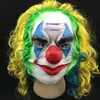 New Clown Mask Long Curl Colorful Hair Latex Mask Carnival Halloween Mask Masquerade Party Costume free shipping