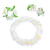 Decorative Flowers 4 Pcs Lei Hawaiian Garland Artificial Flower Headpiece White Floral Wreath