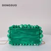 Sacchetti da sera donne in scatola acrilica borse frizione sera per perline in lamina verde oro di lusso di lussuoso perle e borse di alta qualità di alta qualità 230811