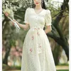 Work Dresses French Romantic Retro Women Outfits Court Style Flowers Cute Skirt Lace Lapel Puff Sleeve Shirt Female Sweet Elegant Fairy Set