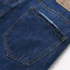 Jeans pour hommes de style punk bleu lettre déchirée broder