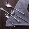 Dinnerware Sets 16pcs Western Matte Vintage Cutlery 18/8 Stainless Steel Silver Dinner Set Knives Forks Scoops Luxury Restaurant Tableware