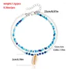 Anklets Simple Fashion Double Layer Colorful Rice Bead Star Shell Anklet For Women Female Charm Foot Jewelry Trend Beach Leg Accessories