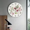 Wall Clocks Autumn Pumpkin Floral Plaid Clock Large Modern Kitchen Dinning Round Bedroom Silent Hanging Watch