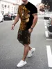 Men's Tracksuits Fierce Animal Lion 3D Printing T-shirt Summer Street Fashion Loose Short Sleeve With Shorts Set Pant Closure Type