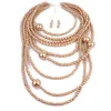Hänghalsband strängar strängar modeöverdrivning flera lager pärlhalsband set långa tröja kedja smycken 6050