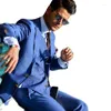 Men's Suits Italian Blue Men Groom Wedding Tuxedo Prom Terno Masculino Casual Costume Homme Slim Fit Blazer 3 Pcs Jacket Pant Vest