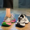 Pembe Mesh Spor Ayakkabıları Kadınlar İçin 2023 Yaz YENİ Y2K KALIN TOPLAR SPEAKERS Kore Yuvarlak Toe Çok Yönlü Ayakkabılar Tenis Casual Sneakers