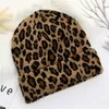 Gorro/calavera gorras de invierno damas leopardo sombreros de beanie lana de moda sombreros de punto de punto