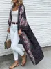 Kvinnor BLOUSES Fashion Long Cardigan Autumn Women Blus Zanzea Bohemian Printed Beach Kimonos Casual Tops Vintage 3/4 Sleeve Floral Shirt