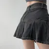 Faldas American Spice Girl Y2K Summer Falda corta de mezclilla High Wisting Skirt Plised Denim Negro Sexy Jean Skirt For Women 230811