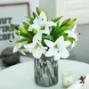 Decorative Flowers 3 Heads Simulation Artificial Flower Lily Bouquet For Wedding Table Home Decoration Accessories Garden 1piece