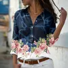 Женские блузки мода рубашка 3D цветы печать женская одежда темперамент