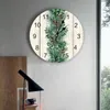 Wall Clocks Wood Grain Pine Needles Cones Large Clock Dinning Restaurant Cafe Decor Round Silent Home Decoration