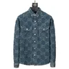 2024 남성 디자이너 데님웨어 재킷 이중 편지 Jacquard Colpus 전면 포켓 남성 코트 겉옷 의류 파란색