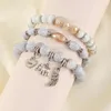 Charm Armband S2869 Bohemiska smycken Heart Elephant Angel Wing Pendant Strands Beaded Armband Multi Layer Crack Stone Pärlor Charms