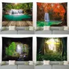 Arazzi personalizzabili bellissimo arazzo con cascata di caverne, paesaggio forestale, appeso a parete, in stile boho, camera da letto, casa, coperta