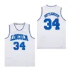 34 Jesus Shuttlesworth Ray Allen Lincoln Oyun Filmi movie College Basketball Jersey White Blue Size S-XXL