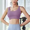 Yoga -Outfit BH breite Schultergurte Abnehmbare Brustpolster Rückenschnalle Proof Runden Tank Top Vollbedeckung Push Athletic