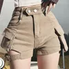 Damskie szorty ładunkowe ładunki khaki eleganckie kieszenie dżinsy seksowne letnie ubrania dla kobiet