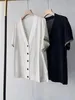 Kvinnors stickor Tees Casual Style Vneck Loose Short Sleeve Linen Cardigan 230810