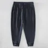 Pantalon pour hommes Japan Mens lin en liberté en vrac décontracté à cramps élastique