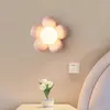Wall Lamp Modern LED Aisle Ceiling Pink White Resin Flower Shape Creative Wood Light For Children's Room Kid's Bedroom Bedside