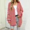 Kvinnors stickor Kvinnor Cardigan Sweaters Plaid Rand Print Case Cute Button Up For Fall Knitwear Streetwear