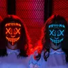 Novo Halloween Horror Neon Party Máscara Cosplay Ghost Skull Led Luminous Purge Mask el Frior Luz Fluorescente Máscara HKD230810