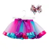 Hot Selling baby girls tutu dress candy rainbow color babies skirts with headband sets kids holidays dance dresses tutus WholesaleZZ
