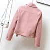 Damen -Leder -Modejacken für Frauen Kleidung 2023 kurze Motocycle -Mäntel Casual Coat Schlanke elegante rosa Jacke Koreanisch