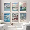 Canvas målar Japan Style Wave Wall Art Nordic Landscape Affischer and Prints Wall Pictures for Living Room Home Decor No Frame WO6