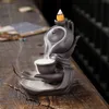 Novelty Items 1pc Creative Home Decorations Zen Meditation Buddha Hand Lotus Tea Ceremony Backflow Incense Candle Holders Decor 230810