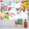 Tapisseries bouquet fleurs d'oiseau volant illustration de tapisserie pending nature botanique salle esthétique boho décoration de salon tropical r230811