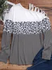 Koszulki damskie Jednostowe zimne ramię T-shirty Kobiet Lampart Criss-Cross Fashion Woman Bluzki 2023 Y2K Tops Casual Shirt Długie rękaw