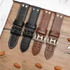 Watch Bands Véritable bande de surveillance en cuir pour Khaki Aviation Field Series Band's Band Men's Bracelte avec rivets Brown 20mm 22 mm 230811