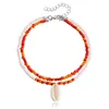 Anklets Simple Fashion Double Layer Colorful Rice Bead Star Shell Anklet For Women Female Charm Foot Jewelry Trend Beach Leg Accessories