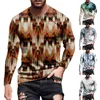 Men's T Shirts Shirt Graphic Abstract Neck Clothing Autumn Apparel Outdoor Long Sleeve Print Tops Male Fashion Designer Vintage