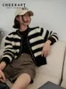 Tricot de tricots féminins Pull rayé cardigan cuit cardigan tricots à manches longues à manches longues Cardigan Automne Hiver Cashe 230811