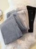 Women's Pants Knitted Split Button Wide Leg Straight Casual High Waist Keep Warm Autumn Solid Loose Wool Cosy Woman Trousers
