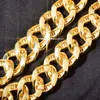 Naszyjniki wiszące CUC Mężczyznę Bagieta łańcucha kubańska Hip Hop Bransoletka lodowana cyrkon złoty kolor Miami Link moda luksulry punkowa biżuteria 18 mm 230810