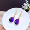 Kolczyki Dangle Kjjeaxcmy 925 Srebrny Inkrustowany Amethyst Luksusowy Ladies Vintage Sprzedaż bębenka