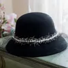 Headpieces Women's Fedoras Black Wedding Birdcage Veil Hepburn Style Fisherman Hat Female Wool Felt Basin For Bridal Accessories