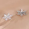 Stud Earrings Women's Fashion Snowflake Gilding Zircon Simple Sweet Flower Little Fresh Celebrity Student Jewelry