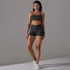 Aktiva uppsättningar Yoga kläder Sport Woman Gym kostym med shorts för sommar kvinnlig träning outfit Peach Hip Lift Pocket Fitness Sport Bh Set
