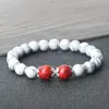 Strand Budda Flower stop stop czasy Bransoletka 8 mm czarna linia Kamień Naturalny para Benkle Cain Pulsera Biżuter