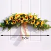 Decorative Flowers Silk Sunflower Wedding Arch Front Door Wall Decor Artificial Fake Plastic Green Leaves Decoration