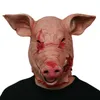 Horror Full Head Pig Mask Halloween Rotten Head Mask Cosplay Animal Máscara de Latex de Carnaval Pig Mascara Animal HKD230810