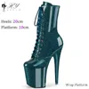 20cm Sexy Glite Crystal PU Hentian High Short Boots Walking Show Night Club Performance Steel Tube Dance Shoes Female 230811